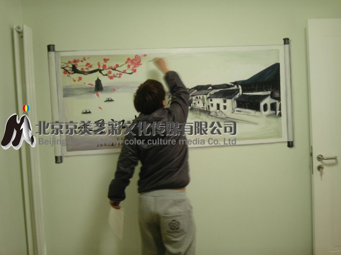 水墨江南国画墙体彩绘效果 国画墙体彩绘 国画彩绘