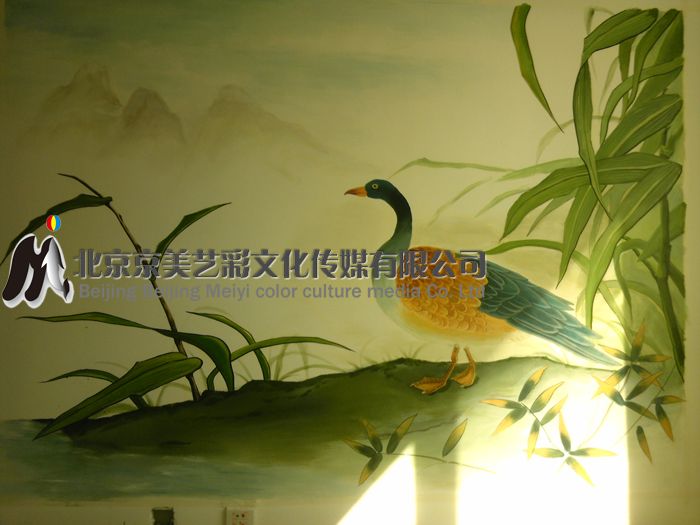 国画墙体彩绘效果图01