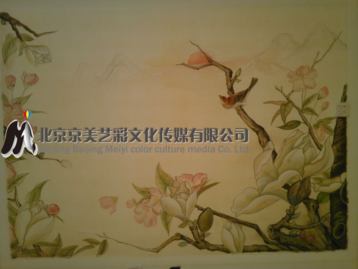 国画墙体彩绘效果图
