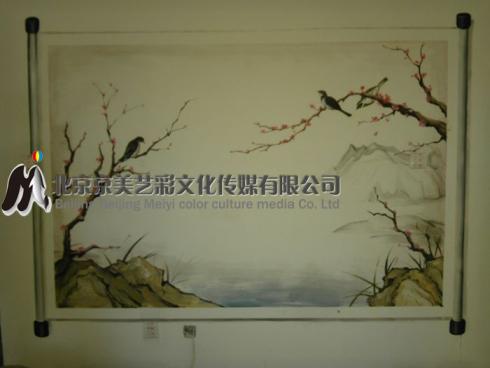 水墨江南国画墙体彩绘效果