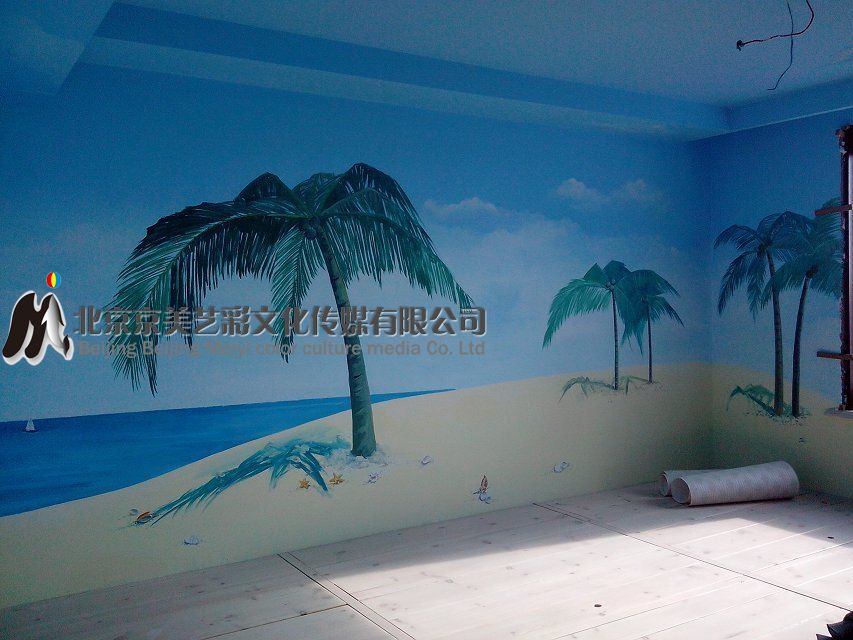 北京大海风景家装墙体彩绘