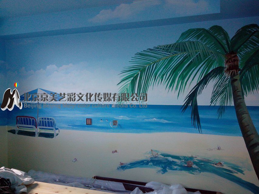 北京大海风景家装墙体彩绘
