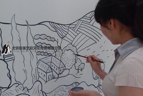 勾线墙体彩绘
